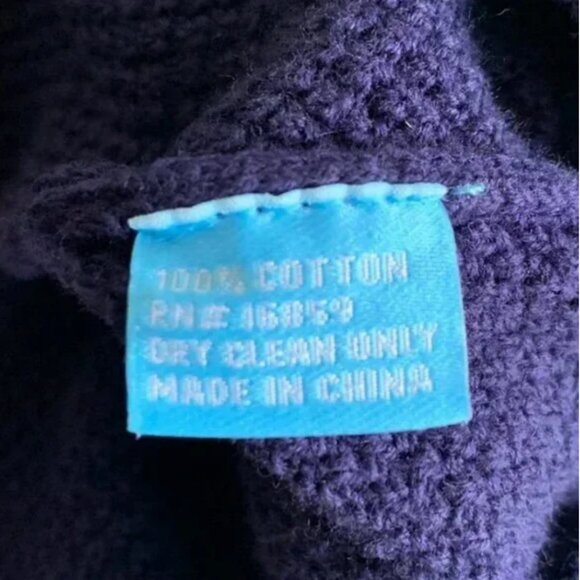 J. McLaughlin 100% Cotton 3/4 Fringed Sleeve Blue Knit Sweater Size Medium - Picture 7 of 7